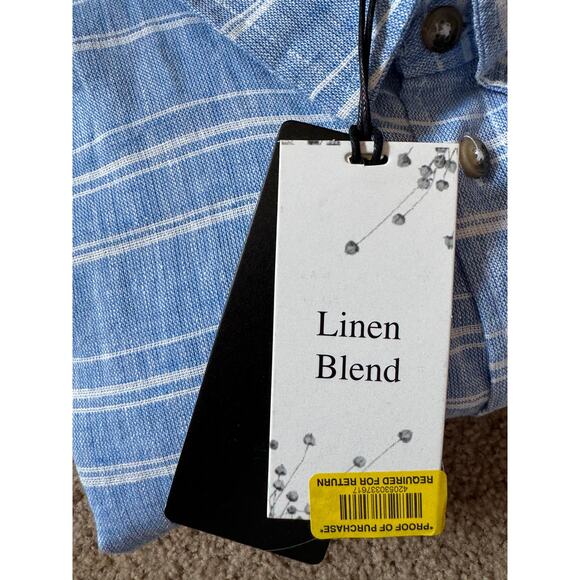 Silver Jeans Co Linen Blend Short Sleeve Button Up Shirt Minimalist Coastal - Picture 6 of 9